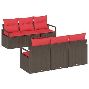 vidaXL Ensemble de canapé de jardin avec coussin 7 Pièces Beige Rouge