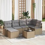 vidaXL Ensemble de canapé de jardin 7 Pièces Beige  Gris clair