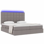 vidaXL Lit de rangement LED avec matelas Taupe 180 x 200 cm Tissu