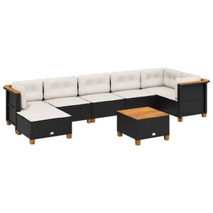vidaXL Salon de jardin 8 Pièces avec coussins noir résine tressée