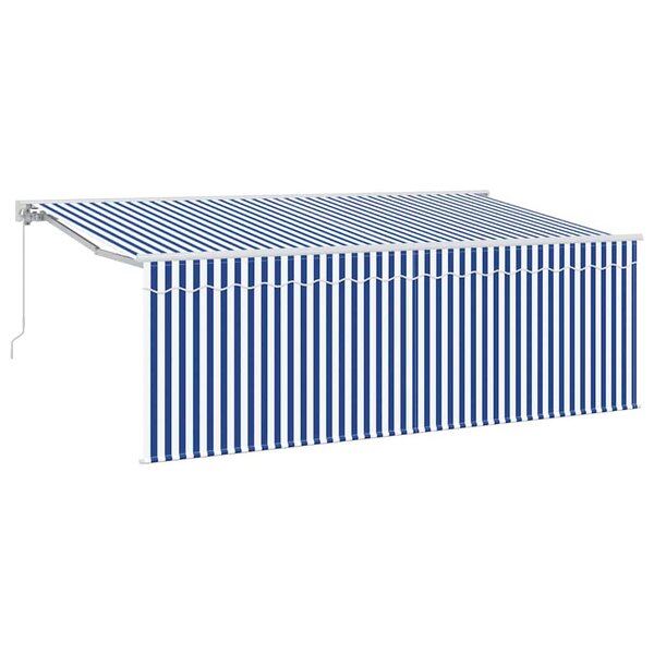 vidaXL Auvent Rétractable Bleu et blanc 350 x 200 cm Tissu  métal
