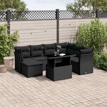 vidaXL Salon de jardin 8 Pièces avec coussins noir résine tressée