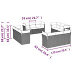 vidaXL Salon de jardin avec coussins 12 Pièces beige résine tressée