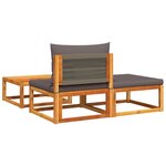 vidaXL Ensemble de canapés de jardin 3 pièces avec coussins  bois d'acacia et corde