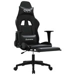 vidaXL Chaise de jeu de massage avec repose-pied Noir Similicuir