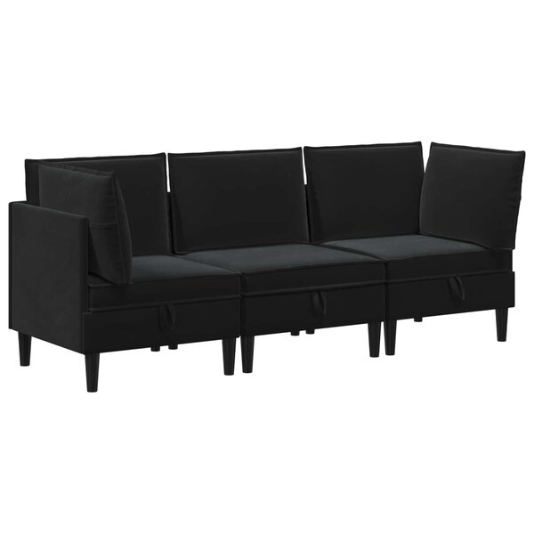 vidaXL Ensemble de meubles pour le salon 3 Pièces Noir Velours