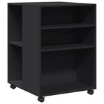 vidaXL Table d'appoint avec roues noir 55x60x78 cm bois d'ingénierie