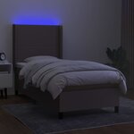 vidaXL Sommier à lattes de lit matelas et LED Taupe 90x200 cm Tissu