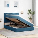 vidaXL Lit de rangement LED avec matelas Bleu foncé 140 x 200 cm
