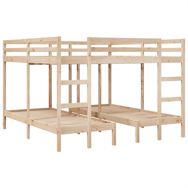 vidaXL Lit superposé triple 200x200/80x200 cm bois de pin massif