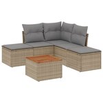 vidaXL Salon de jardin avec coussins 6Pièces mélange beige résine tressée