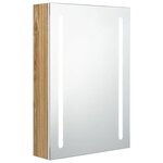 vidaXL Armoire de salle de bain à miroir LED blanc et chêne 50x13x70cm