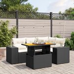 vidaXL Salon de jardin 5 Pièces avec coussins noir résine tressée