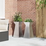 vidaXL Jardinières pilier 2 Pièces avec bol 35x35x73 cm en acier inoxydable.