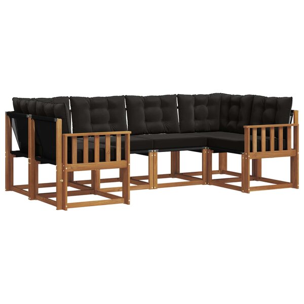 vidaXL Ensemble de canapés d'extérieur 6 pc Naturel et noir