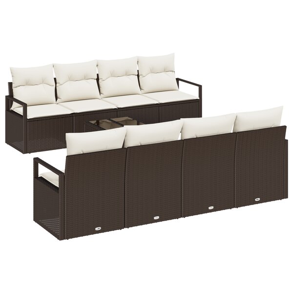 Set de canapé de jardin 9 pièces vidaXL avec coussins marron rattan synthétique