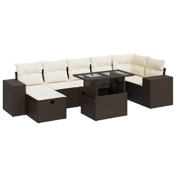vidaXL Salon de jardin avec coussins 5 Pièces marron résine tressée