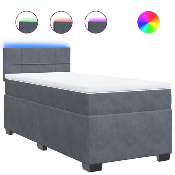 vidaXL Sommier à lattes de lit avec matelas gris foncé 90x190 cm simple velours
