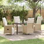 vidaXL Ensemble de salle à manger de jardin 5 pièces avec coussins beige en poly rattan