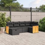 vidaXL Salon de jardin 6 Pièces avec coussins noir résine tressée
