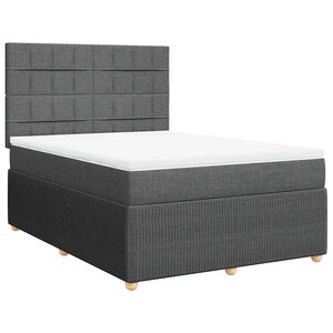 vidaXL Sommier à lattes de lit avec matelas Gris foncé 140x190cm Tissu