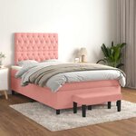 vidaXL Sommier à lattes de lit avec matelas rose 120x190 cm velours