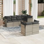 vidaXL Salon de jardin avec coussins 7 Pièces gris clair résine tressée