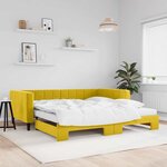 vidaXL Lit de jour avec gigogne et matelas jaune 100x200 cm velours