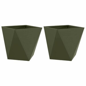 vidaXL Jardinière 2 Pièces Vert olive 40 x 40 x 40 cm Acier