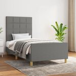 vidaXL Cadre de lit sans matelas gris foncé 90x200 cm tissu