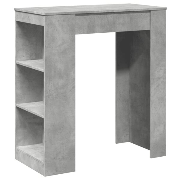 vidaXL Table de bar avec étagères gris béton bois d'ingénierie