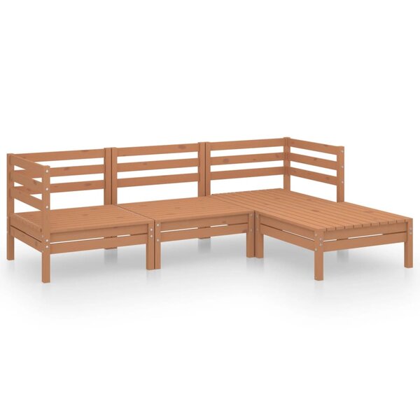 vidaXL Salon de jardin 4 Pièces Bois de pin massif Marron miel