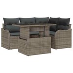 vidaXL Ensemble de canapé de jardin avec coussin 5 Pièces Gris Poly rotin