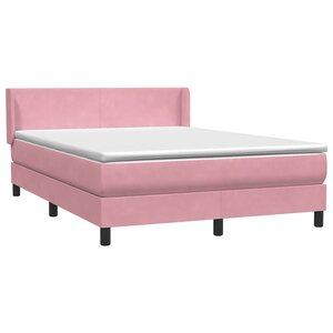 vidaXL Sommier à lattes de lit avec matelas rose 140x220 cm velours