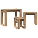 vidaXL Tables gigognes 3 Pièces chêne artisanal bois d'ingénierie