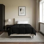 vidaXL Duvet d'hiver Matelassé Noir 155 x 200 cm Microfibre