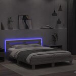 vidaXL Cadre de lit avec LED sans matelas sonoma gris 140x190 cm