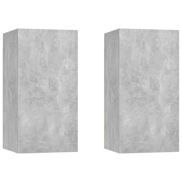 vidaXL   Cabinet TV mural   2 Pièces Gris béton 30.5 x 30 x 60 cm