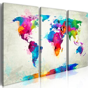 Tableau - world map: an explosion of colors l x h en cm 120x80
