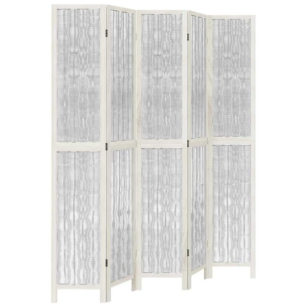 vidaXL Cloison de séparation 5 panneaux blanc bois de paulownia massif