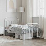 vidaXL Cadre de lit métal sans matelas avec pied de lit blanc 90x190cm