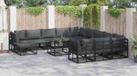 vidaXL Ensemble de canapé de jardin 13 Pièces Noir Aluminium