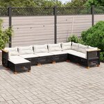 vidaXL Salon de jardin 8 Pièces avec coussins noir résine tressée