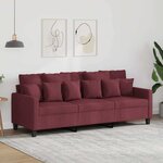 vidaXL Canapé à 3 places Rouge bordeaux 180 cm Tissu