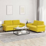 vidaXL Ensemble de canapés 2 Pièces avec coussins Jaune Velours