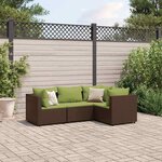 vidaXL Salon de jardin 4 Pièces avec coussins Marron Résine tressée