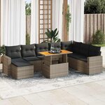 vidaXL Salon de jardin 9 Pièces avec coussins gris résine tressée