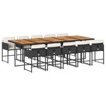 vidaXL Ensemble à manger de jardin 11 Pièces coussins noir résine tressée