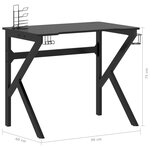 Bureau table poste de travail meuble d'ordinateur informatique étude de jeu avec pieds en forme de K 90 x 60 x 75 cm noir 02_0023770