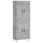 vidaXL Buffet haut Gris béton 69 5x34x180 cm Bois d'ingénierie